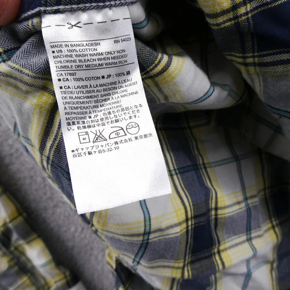 Banana Republic Button Up Shirt Mens Medium Slim Yellow Plaid Cotton Button Down